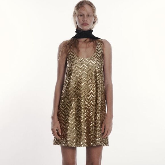 Zara KNIT MINI DRESS WITH SEQUINS MERMAIDCORE MERMAID CORE TAILOR SWIFT - Picture 3 of 13